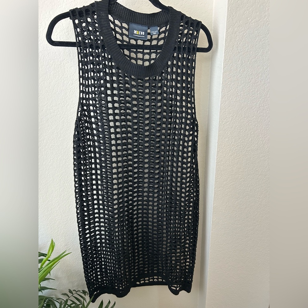 Anthropologie Black Open Knit Cover Up